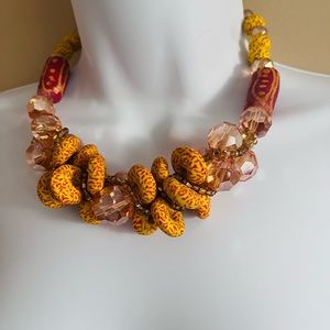 BRAND NEW HANDMADE BEADED STATEMENT JEWELRY SET ** YELLOW KRYSTALS*